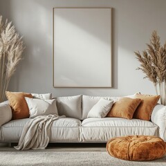 Modern Home Frame Mockup in Interior Design, Generative Ai.