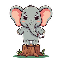 Cute Elephant Cartoon Vector Icon Illustration Animal Sport Icon Isolated Flat vector illustration