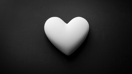Obraz premium Isolated White Heart Symbol on Solid Black Background for Creative Projects and Design Applications