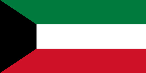 High detailed flag of Kuwait. National Kuwait flag. Asia. 3D illustration.