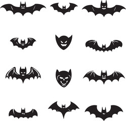 set of halloween bats icons very dangerous