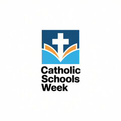 Fototapeta premium Catholic Schools Week Icon Logo Social Share