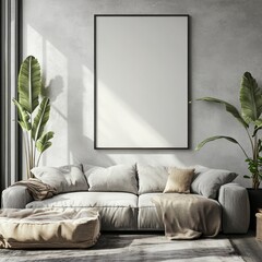 Artistic Wall Poster Mockup in 3D Render, Generative Ai.