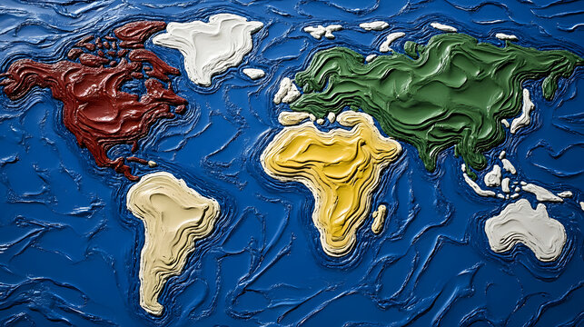 20. An abstract interpretation of Earth as a patchwork of vibrant, textured patterns symbolizing diverse ecosystems and cultures blending together 
