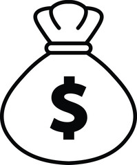 finance and money outline line black color icon