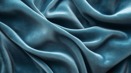 Fototapeta premium Draped Teal Velvet Fabric Shows Soft Texture