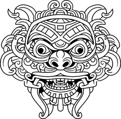 chinese lion dance head drawing