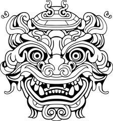 chinese lion dance head drawing