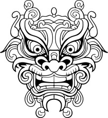 chinese lion dance head drawing