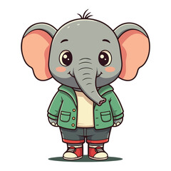 Cute Elephant Cartoon Vector Icon Illustration Animal Sport Icon Isolated Flat vector illustration