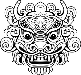 chinese lion dance head drawing