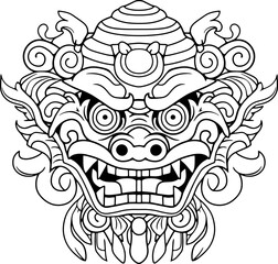 chinese lion dance head drawing