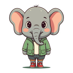 Cute Elephant Cartoon Vector Icon Illustration Animal Sport Icon Isolated Flat vector illustration