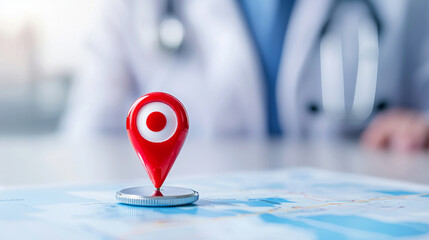 healthcare facility map with location pin highlighting services