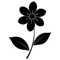 Silhouette of a delicate violet with thin petals set against a stark white backdrop