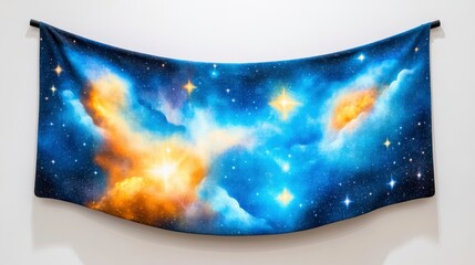 Vibrant Galaxy Pattern Fabric with Cosmic Elements and Colors
