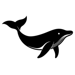 Silhouette of a majestic whale diving through the sea