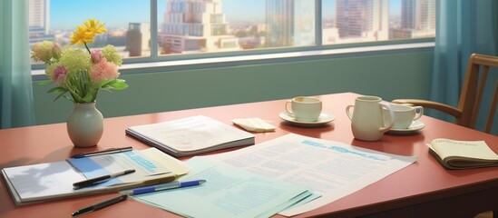 Serene Office Workspace with City View