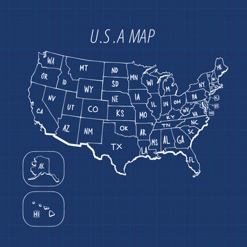 United States outline maps Hand drawn USA outline map