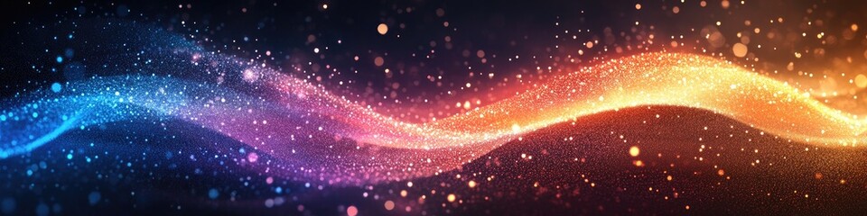 Dynamic Multicolored Particle Wave Abstract Background