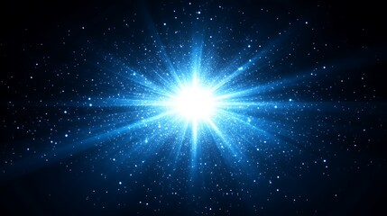 Bright Blue Light Explosion With Sparkling Particles
