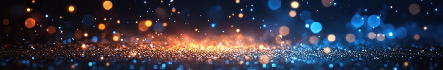 Abstract Background with Vibrant Blue and Orange Bokeh Lights