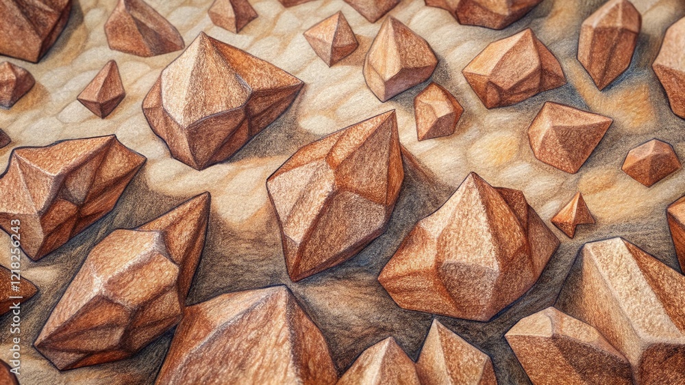 Poster intricate mosaic pattern with irregular natural stones in warm earthy tones generative ai