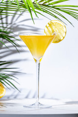 Breakfast Martini alcoholic cocktail drink with gin, orange liqueur, lemon juice, marmalade, lemon...