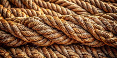 Fototapeta premium Close-Up of Thick Intertwined Natural Fiber Ropes with Rich Texture and Earthy Brown Tones