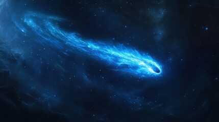 Fototapeta premium Glowing Comet in a Dark Cosmic Space with Starry Background