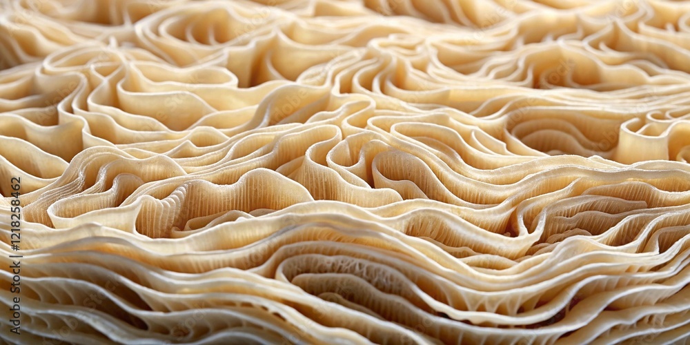 Poster close-up of wavy textured layers resembling soft cream-colored fabric or paper with gentle ripples a