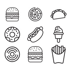 Set of fast food icons line art illustration7