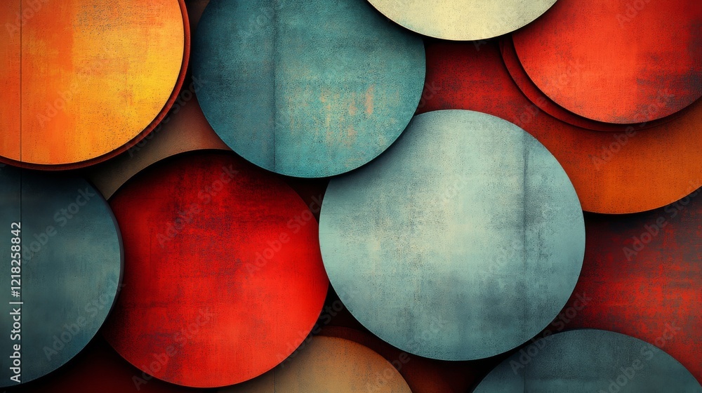 Poster overlapping circles abstract colorful design