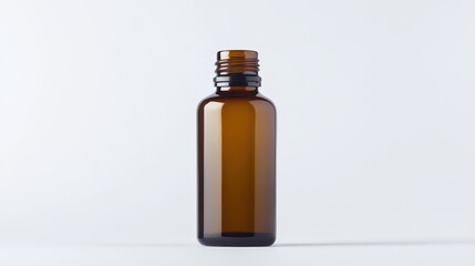 Amber Glass Bottle on a Light Background Ideal for Cosmetic, Pharmaceutical, and Essential Oil Packaging with a Modern Aesthetic and Versatile Design for Branding