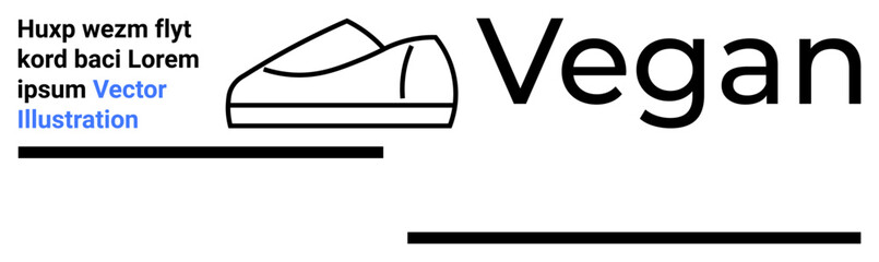 Abstract shoe outline with large Vegan text. Ideal for sustainable lifestyle, vegan products, eco-friendly, footwear, design, landing page, branding. Landing page