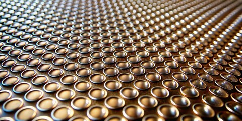 Obraz premium Detailed Close-Up of Metallic Surface with Repeating Convex Circular Pattern and Reflective Gradient Lighting