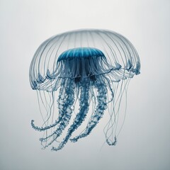 A minimalist jellyfish with clean lines on a white background.A