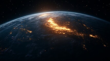 Obraz premium Earth at Night Showing City Lights and Stars