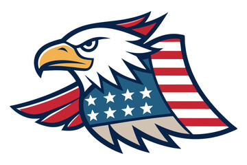 USA Flag and Eagle Vector for Independence Day Illustration