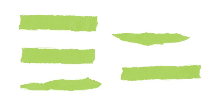torn paper, torn light green paper, set of 5 torn papers, torn paper image, simple image