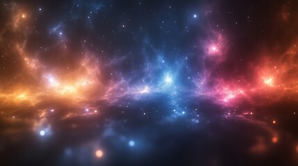 Obraz premium Cosmic Nebula Colorful Gaseous Clouds Starscape