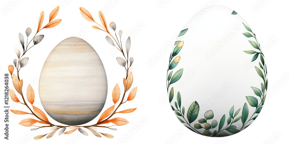 Poster two decorative eggs adorned with intricate designs, one featuring a celestial pattern and the other 