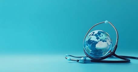 Earth with Stethoscope Global Healthcare and Environmental Care Concept