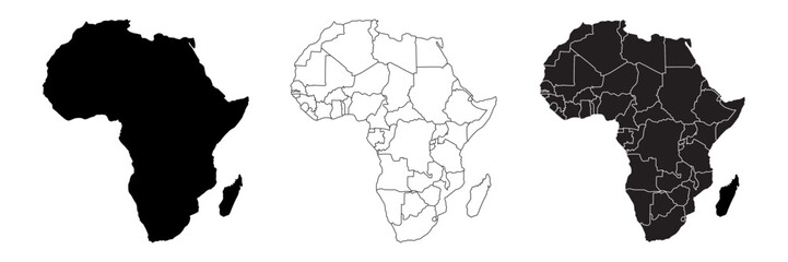 Accurate map of the African continent in high resolution with the borders of States.