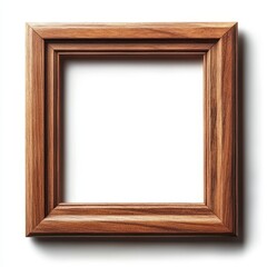Fototapeta premium Elegant Square Wooden Frame, Isolated on White Background.