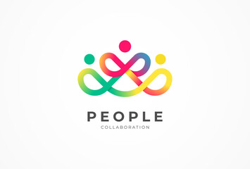 People logo design, three human Logo with gradient color, human logo design template, vector illustration