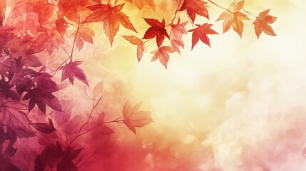 Watercolor Painting of Autumn Maple Leaves