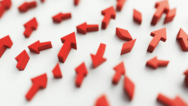 to many 3d arrows directed down, 3d icons, graohic design, simple white background