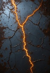 Glowing Crack in Dark Cracked Surface