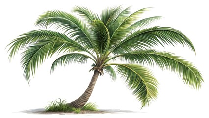 Photorealistic Coconut Palm Tree with Lush Green Fronds V4
